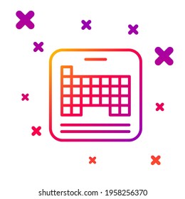 Línea de color Tabla periódica del icono de elementos aislado en fondo blanco. Gradiente formas dinámicas aleatorias. Vector