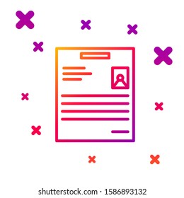 Color line Personal document icon isolated on white background. File icon. Checklist icon. Business concept. Gradient random dynamic shapes. Vector Illustration