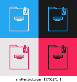 Color line Personal folder icon isolated on color background. Vintage style drawing. Vector Illustration