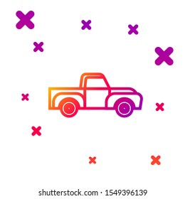 Color line Pickup truck icon isolated on white background. Gradient random dynamic shapes. Vector Illustration