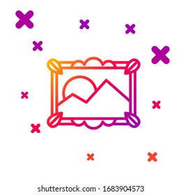 Color line Picture landscape icon isolated on white background. Gradient random dynamic shapes. Vector Illustration