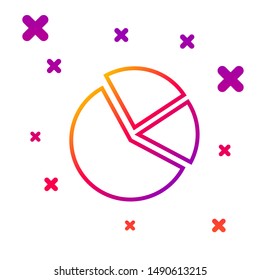 Color line Pie chart infographic icon isolated on white background. Diagram chart sign. Gradient random dynamic shapes. Vector Illustration