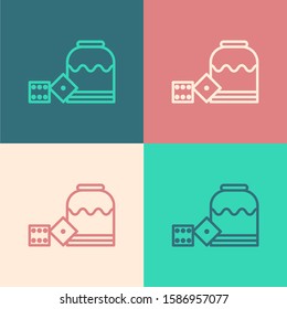 Color line Pirate game dice icon isolated on color background. Casino gambling.  Vector Illustration