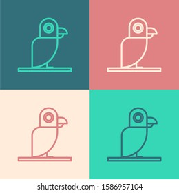Color line Pirate parrot icon isolated on color background.  Vector Illustration