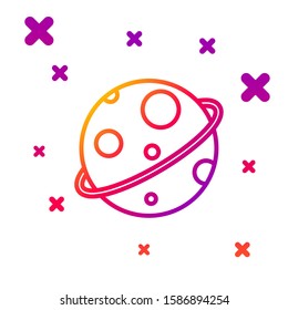Color line Planet icon isolated on white background. Gradient random dynamic shapes. Vector Illustration