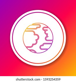 Color line Planet Mercury icon isolated on color background. Circle white button. Vector Illustration