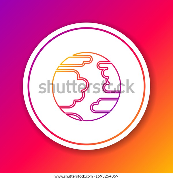 Color line Planet Mercury\
icon isolated on color background. Circle white button. Vector\
Illustration