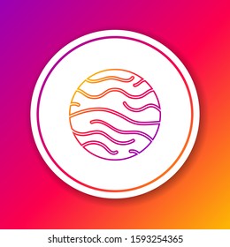 Color line Planet Venus icon isolated on color background. Circle white button. Vector Illustration