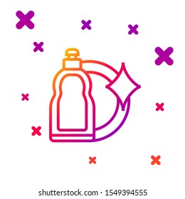 Color line Plastic bottle for liquid laundry detergent, bleach, dishwashing liquid or another cleaning agent icon isolated on white background. Gradient random dynamic shapes. Vector Illustration
