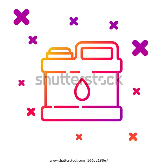 Color line\
Plastic canister for motor machine oil icon isolated on white\
background. Oil gallon. Oil change service and repair. Gradient\
random dynamic shapes. Vector\
Illustration