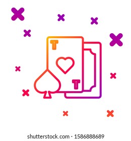 Color line Playing card with heart symbol icon isolated on white background. Casino gambling. Gradient random dynamic shapes. Vector Illustration