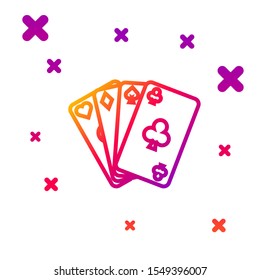 Color line Playing cards icon isolated on white background. Casino gambling. Gradient random dynamic shapes. Vector Illustration