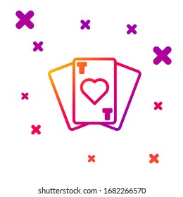 Color line Playing cards icon isolated on white background. Casino gambling. Gradient random dynamic shapes. Vector Illustration