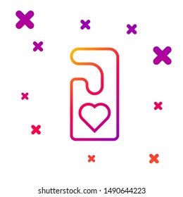 Color line Please do not disturb with heart icon isolated on white background. Hotel Door Hanger Tags. Gradient random dynamic shapes. Vector Illustration