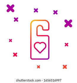 Color line Please do not disturb with heart icon isolated on white background. Hotel Door Hanger Tags. Gradient random dynamic shapes. Vector Illustration