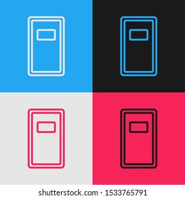 Color line Police assault shield icon isolated on color background. Vintage style drawing. Vector Illustration