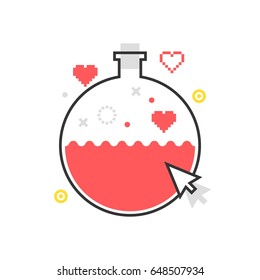 Color line, potion illustration, icon, background and graphics. The illustration is colorful, flat, vector, pixel perfect, suitable for web and print. It is linear stokes and fills.