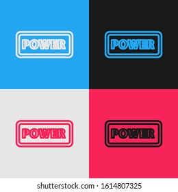 Color line Power button icon isolated on color background. Start sign. Vintage style drawing. Vector Illustration