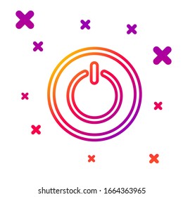 Color line Power button icon isolated on white background. Start sign. Gradient random dynamic shapes. Vector Illustration