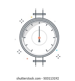 Color line, pressure meter concept illustration, icon, background and graphics. The illustration is colorful, flat, vector, pixel perfect, suitable for web and print. It is linear stokes and fills.