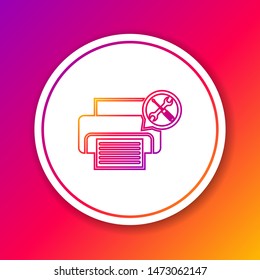 Color line Printer with screwdriver and wrench icon isolated on color background. Adjusting, service, setting, maintenance, repair, fixing. Circle white button. Vector Illustration