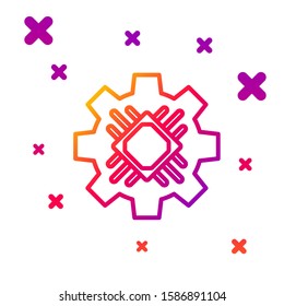 Color line Processor icon isolated on white background. CPU, central processing unit, microchip, microcircuit, computer processor, chip. Gradient random dynamic shapes. Vector Illustration