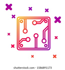 Color line Processor icon isolated on white background. CPU, central processing unit, microchip, microcircuit, computer processor, chip. Gradient random dynamic shapes. Vector Illustration