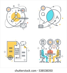 Color line, Project development concept illustrations, icons, backgrounds and graphics. The illustration is colorful, flat, vector, pixel perfect, suitable for web and print. 