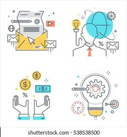Color line, Project development concept illustrations, icons, backgrounds and graphics. The illustration is colorful, flat, vector, pixel perfect, suitable for web and print. 