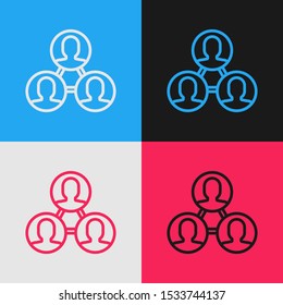Color line Project team base icon isolated on color background. Business analysis and planning, consulting, team work, project management. Vintage style drawing. Vector Illustration