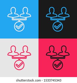 Color line Project team base icon isolated on color background. Business analysis and planning, consulting, team work, project management. Vintage style drawing. Vector Illustration