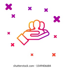 Línea de color Icono base del equipo Proyecto aislado en fondo blanco. Análisis y planificación del negocio, consultoría, trabajo en equipo, gestión de proyectos. Formas dinámicas aleatorias degradadas. Ilustración vectorial