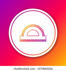 Color line Protractor grid for measuring degrees icon isolated on color background. Tilt angle meter. Measuring tool. Geometric symbol. Circle white button. Vector Illustration