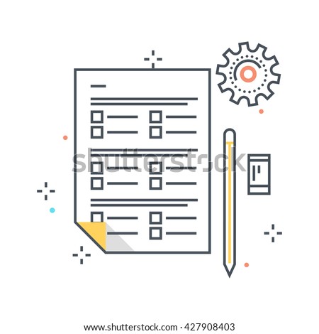 Color line, quiz, test illustration, icon, background and graphics. The illustration is colorful, flat, vector, pixel perfect, suitable for web and print. Linear stokes and fills.