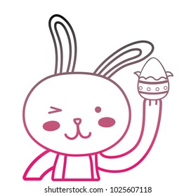 color line rabbit animal with egg easter design