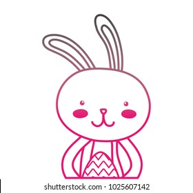 color line rabbit animal with egg easter celebration