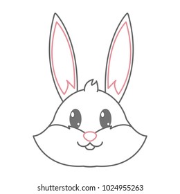 color line rabbit head cute animal character