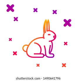 Color line Rabbit icon isolated on white background. Gradient random dynamic shapes. Vector Illustration