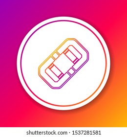 Color line Rafting boat icon isolated on color background. Inflatable boat. Water sports, extreme sports, holiday, vacation, team building. Circle white button. Vector Illustration