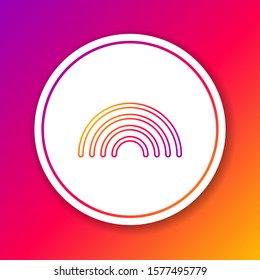 Color line Rainbow with clouds icon isolated on color background. Circle white button. Vector Illustration