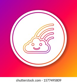 Color line Rainbow with clouds icon isolated on color background. Circle white button. Vector Illustration