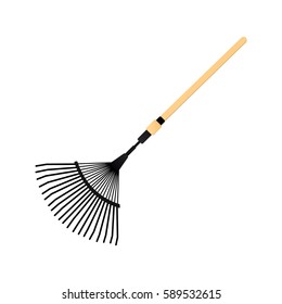 Color line rake leaves isolated object on white background. Vector illustration.