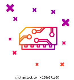 Color line RAM, random access memory icon isolated on white background. Gradient random dynamic shapes. Vector Illustration