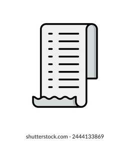 Icono de vector de recibo de línea de color