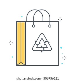 Color line, recycable paper concept illustration, icon, background and graphics. The illustration is colorful, flat, vector, pixel perfect, suitable for web and print. It is linear stokes and fills.