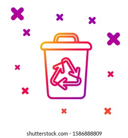 Color line Recycle bin with recycle symbol icon isolated on white background. Trash can icon. Garbage bin sign. Recycle basket sign. Gradient random dynamic shapes. Vector Illustration