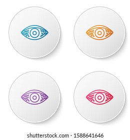 Color line Reddish eye due to viral, bacterial or allergic conjunctivitis icon isolated on white background. Set icons in circle buttons. Vector Illustration