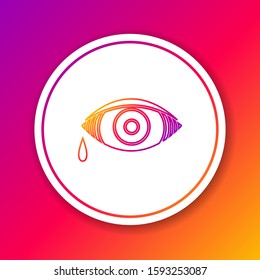 Color line Reddish eye due to viral, bacterial or allergic conjunctivitis icon isolated on color background. Circle white button. Vector Illustration