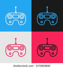 Color line Remote control icon isolated on color background. Vintage style drawing. Vector Illustration