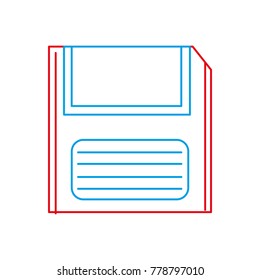 color line retro diskette technology with data information